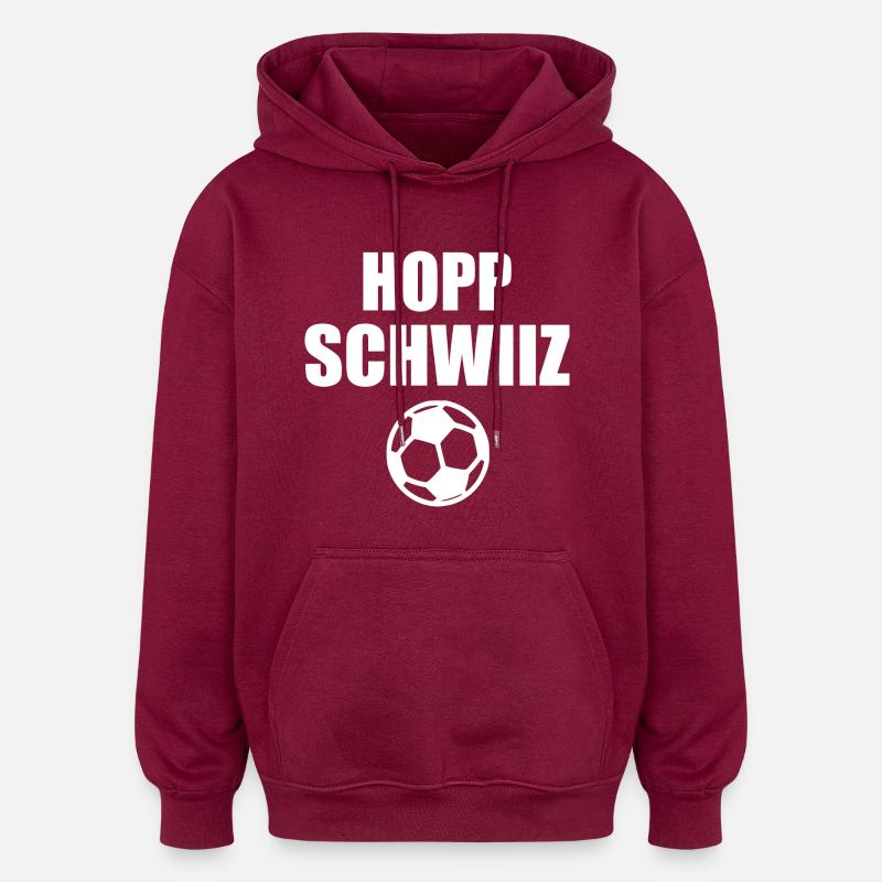 Hopp schwiiz - Sweat à capuche oversize unisexe - bordeaux