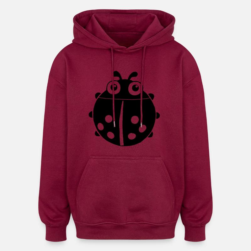 biedronka - Bluza z kapturem oversize typu unisex - czerwień burgundzka