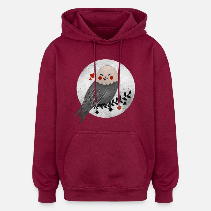 Weihnachtliche Eule - Oversized Unisex Hoodie - Burgunderrot
