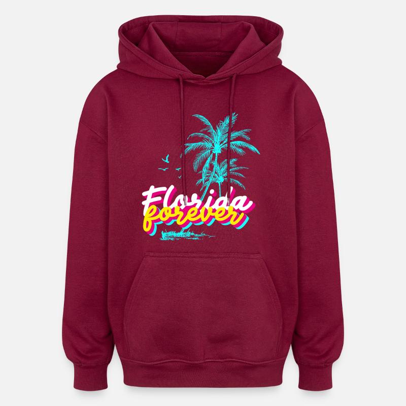 Florida Forever Palm Paradise - Sweat à capuche oversize unisexe - bordeaux