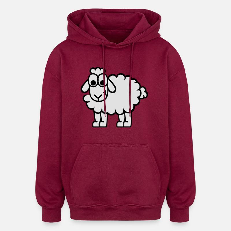 Mouton - Sweat à capuche oversize unisexe - bordeaux