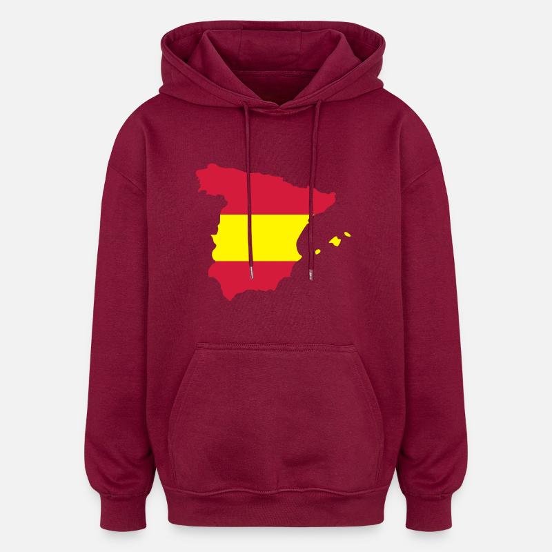 Espagne - Sweat à capuche oversize unisexe - bordeaux
