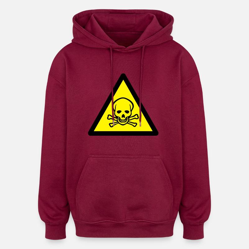 sign_2c_warning_skull - Sweat à capuche oversize unisexe - bordeaux