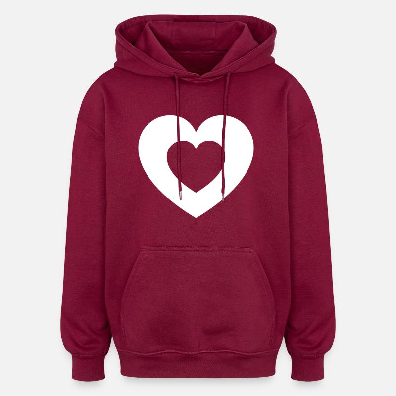 2 cœurs - Sweat à capuche oversize unisexe - bordeaux