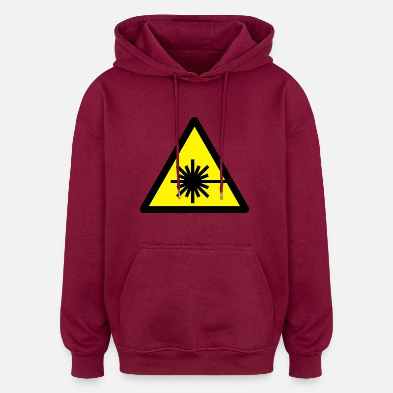 caution_laser_beam_2c - Oversized Unisex Hoodie - burgundy