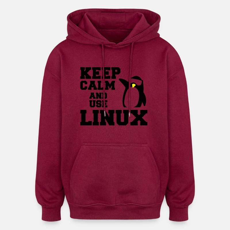 garder utilisation calme linux - Sweat à capuche oversize unisexe - bordeaux