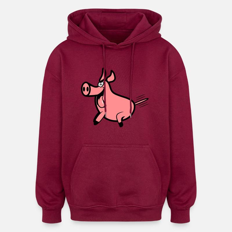 Schwein freude - Oversized Unisex Hoodie - Burgunderrot