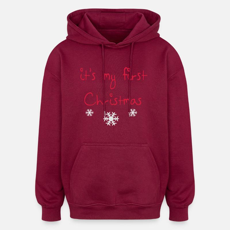 First Christmas - Sweat à capuche oversize unisexe - bordeaux