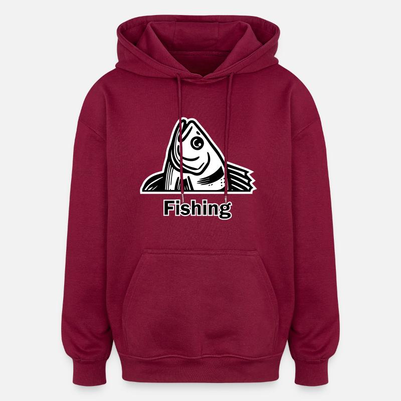 Perche attrapée - Fishing Design - Sweat à capuche oversize unisexe - bordeaux