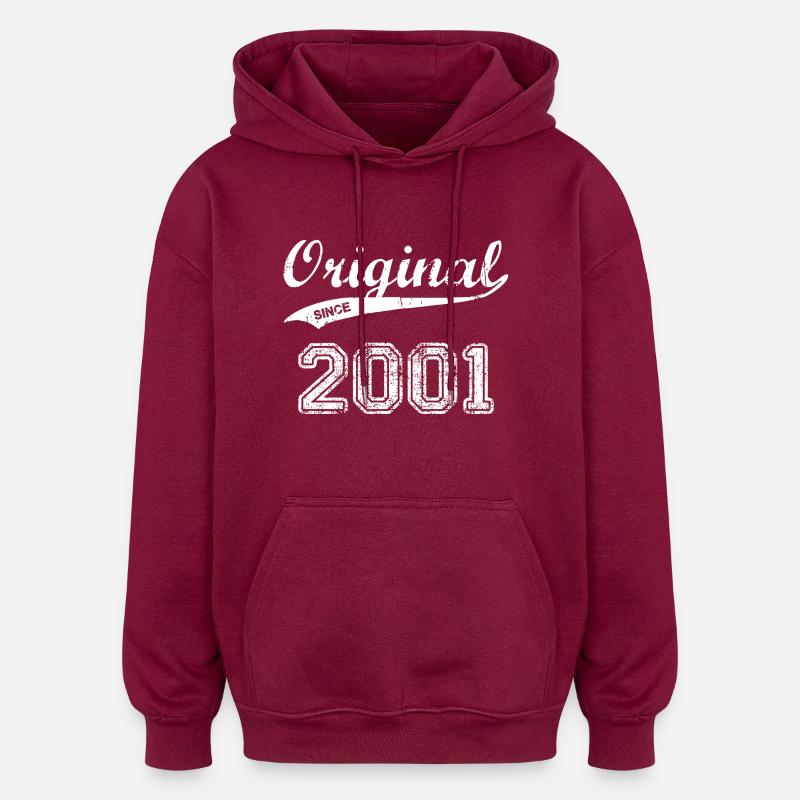 2001 - Oversized Unisex Hoodie - Burgunderrot