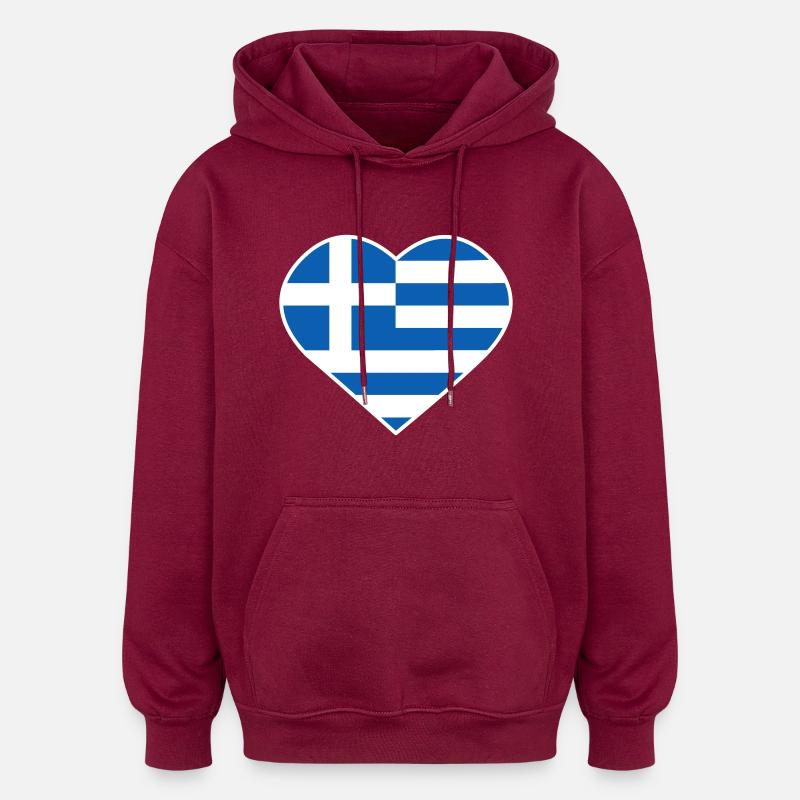 J’adore la Grèce - Sweat à capuche oversize unisexe - bordeaux