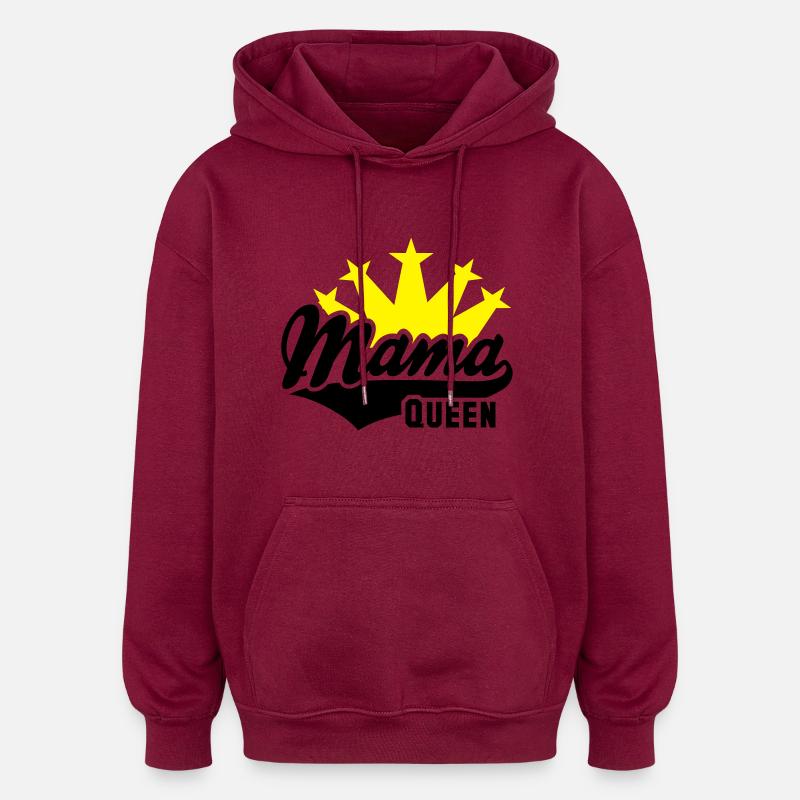 QUEEN Mama couronne 2C - Sweat à capuche oversize unisexe - bordeaux