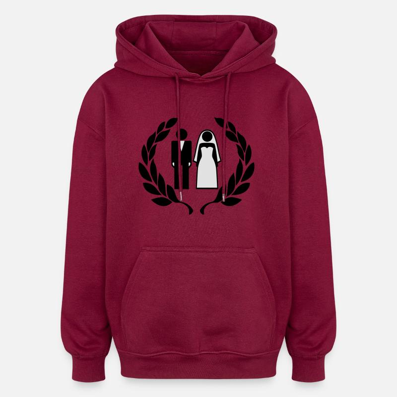 Hochzeitspaar - Wedding Couple - Sweat à capuche oversize unisexe - bordeaux
