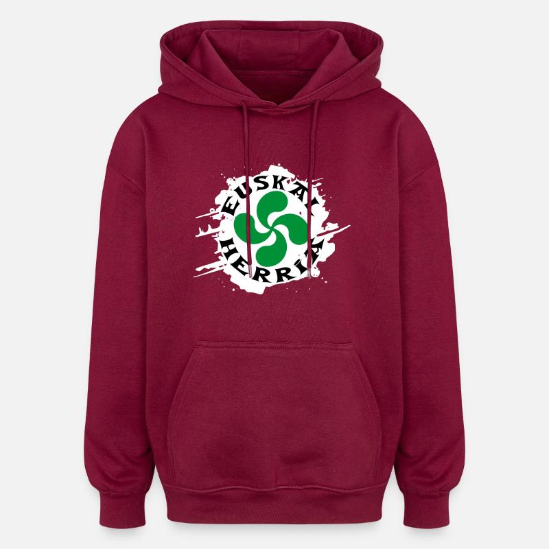 Croix Basque - Lauburu - Sweat à capuche oversize unisexe - bordeaux