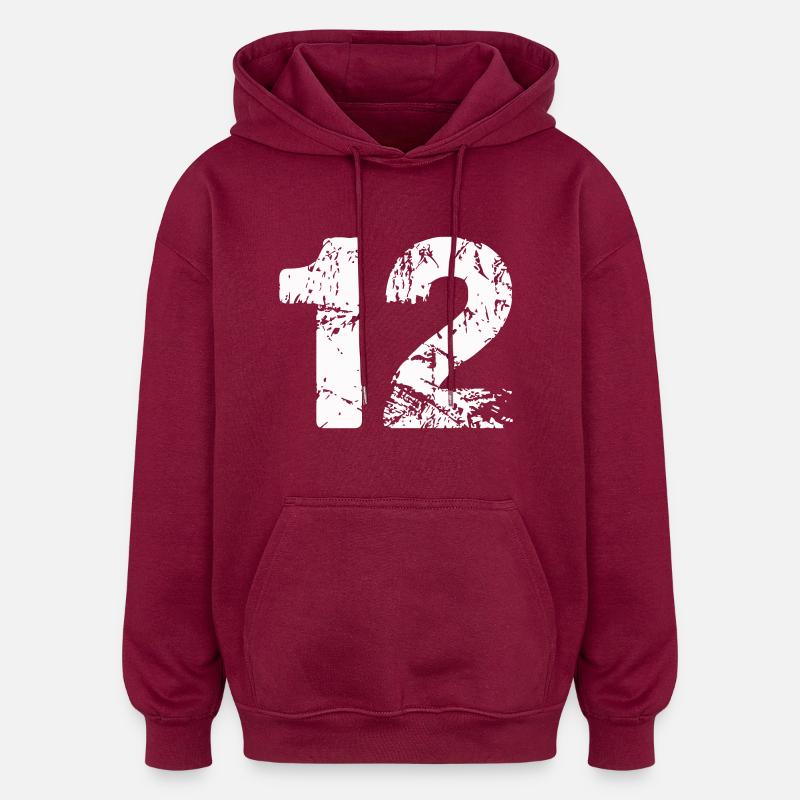 12 - Sweat à capuche oversize unisexe - bordeaux
