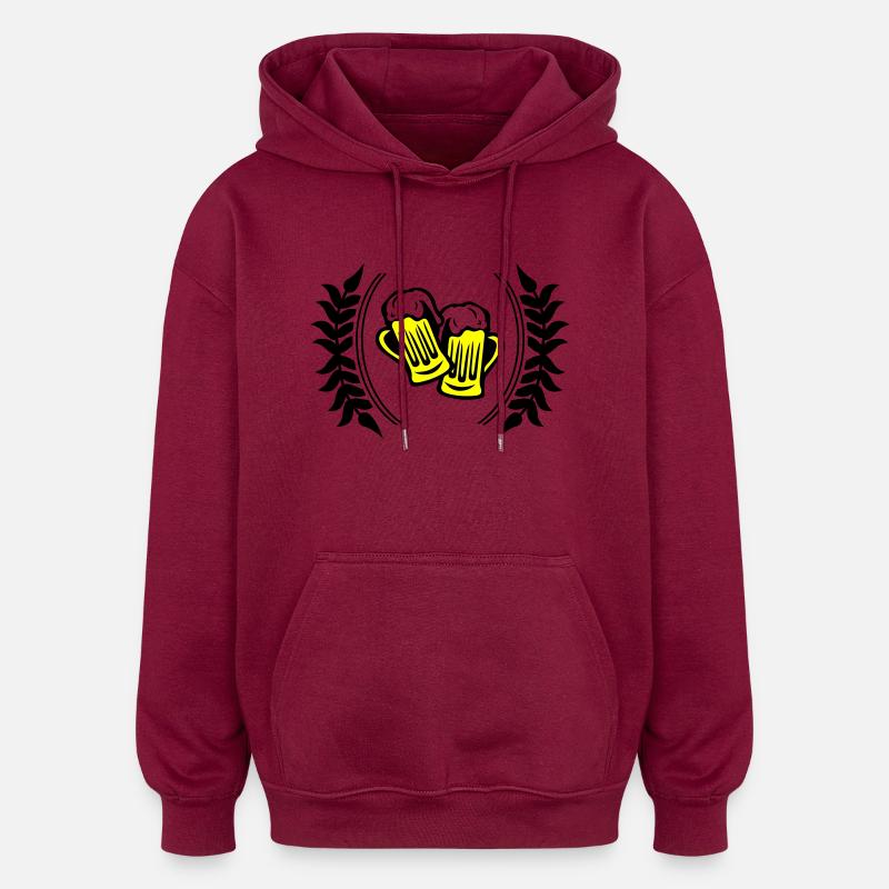 Icône de la bière - Sweat à capuche oversize unisexe - bordeaux