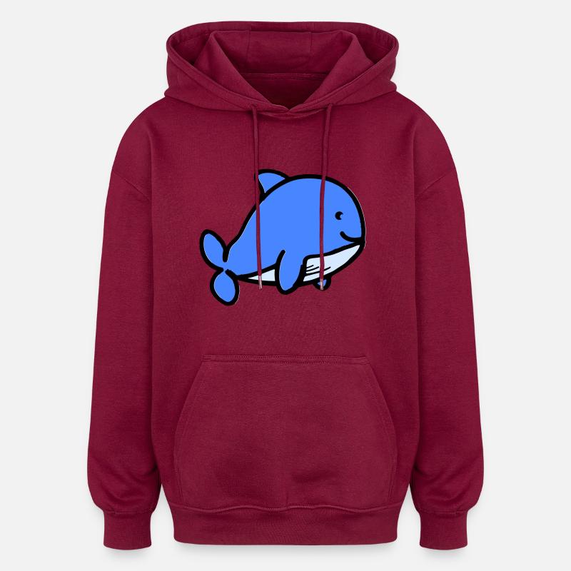 Bande dessinée bébé baleine - Sweat à capuche oversize unisexe - bordeaux