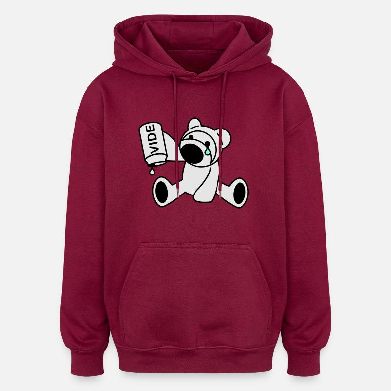 Ourson - Sweat à capuche oversize unisexe - bordeaux