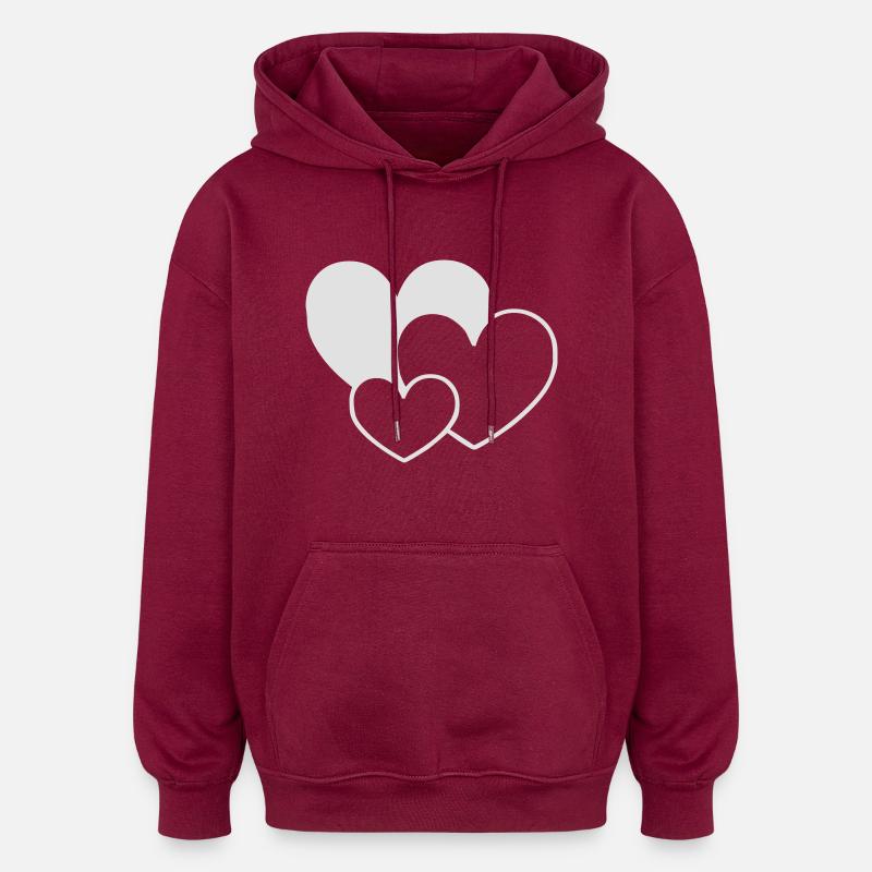 coeurs_vector - Sweat à capuche oversize unisexe - bordeaux