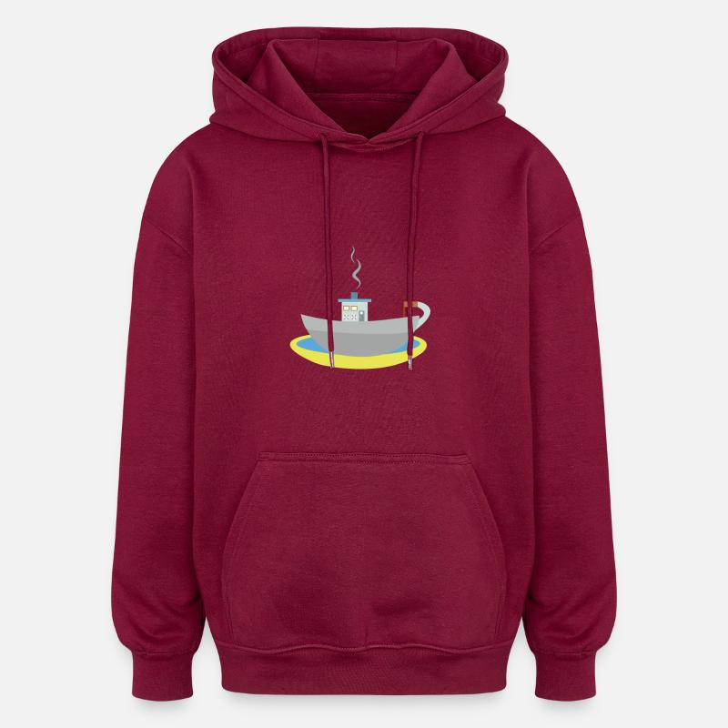 Kaffeetassenschiff - Oversized Unisex Hoodie - Burgunderrot