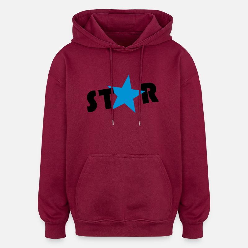 star - Sweat à capuche oversize unisexe - bordeaux
