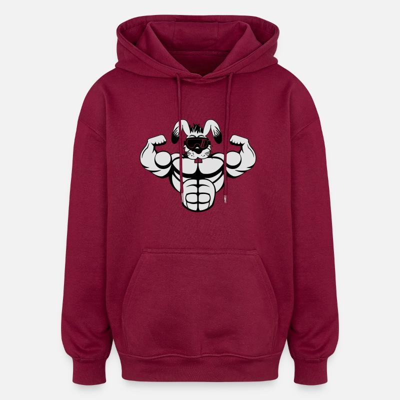 strong_bunny_002 - Sweat à capuche oversize unisexe - bordeaux