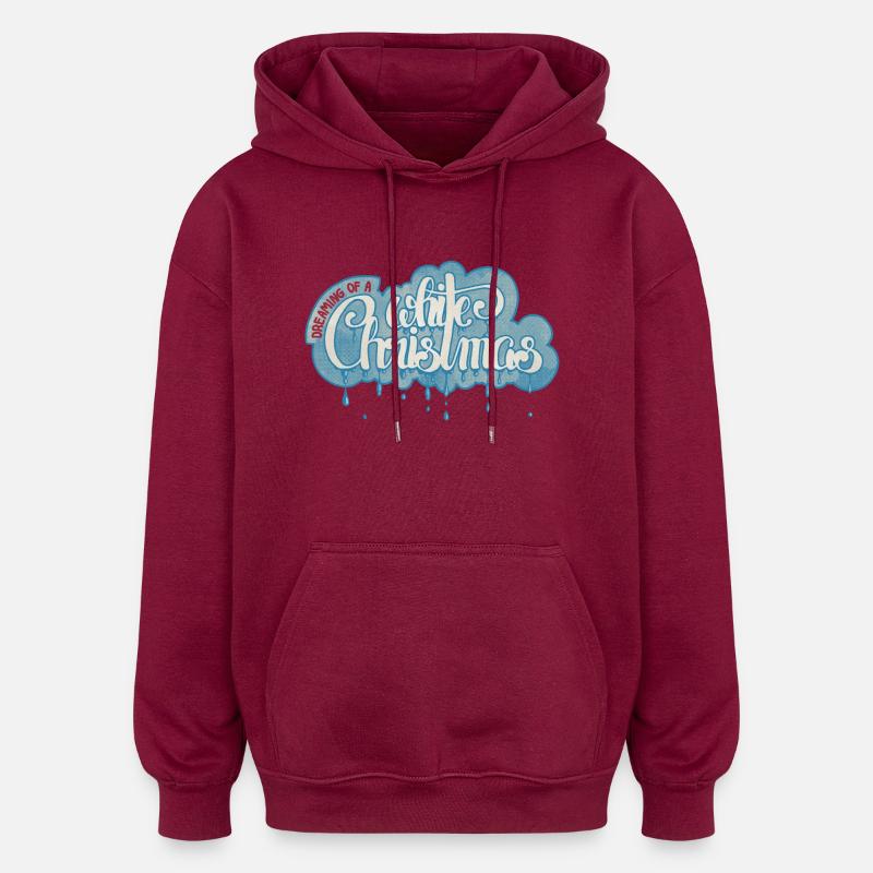 Noël blanc - Sweat à capuche oversize unisexe - bordeaux