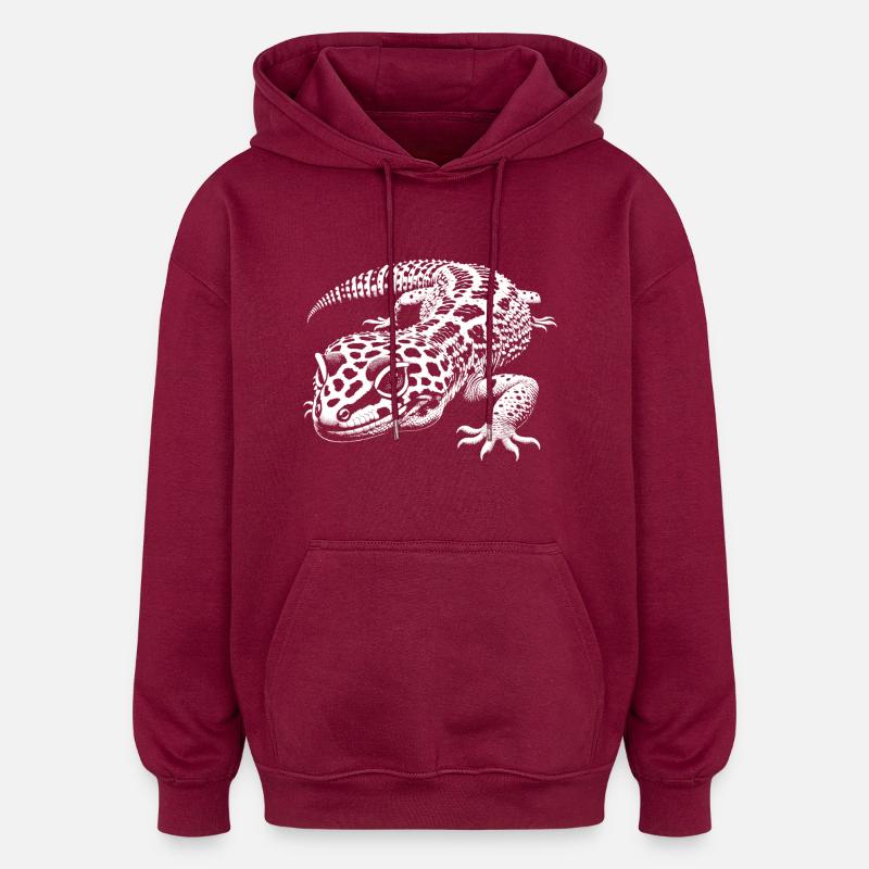 Gecko léopard - Sweat à capuche oversize unisexe - bordeaux