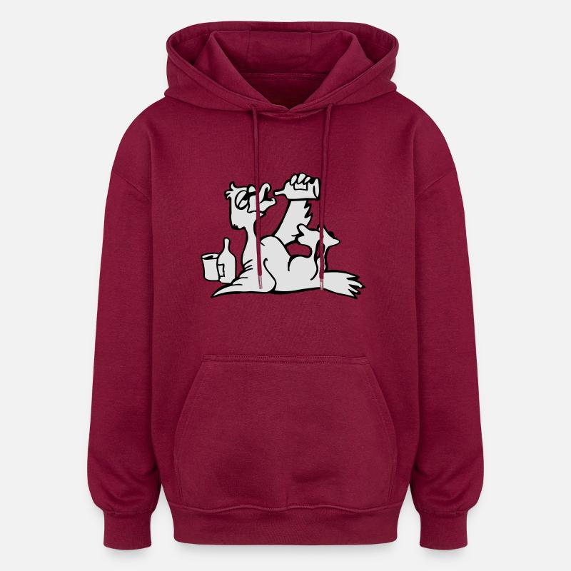 sauf duck - Oversized Unisex Hoodie - burgundy