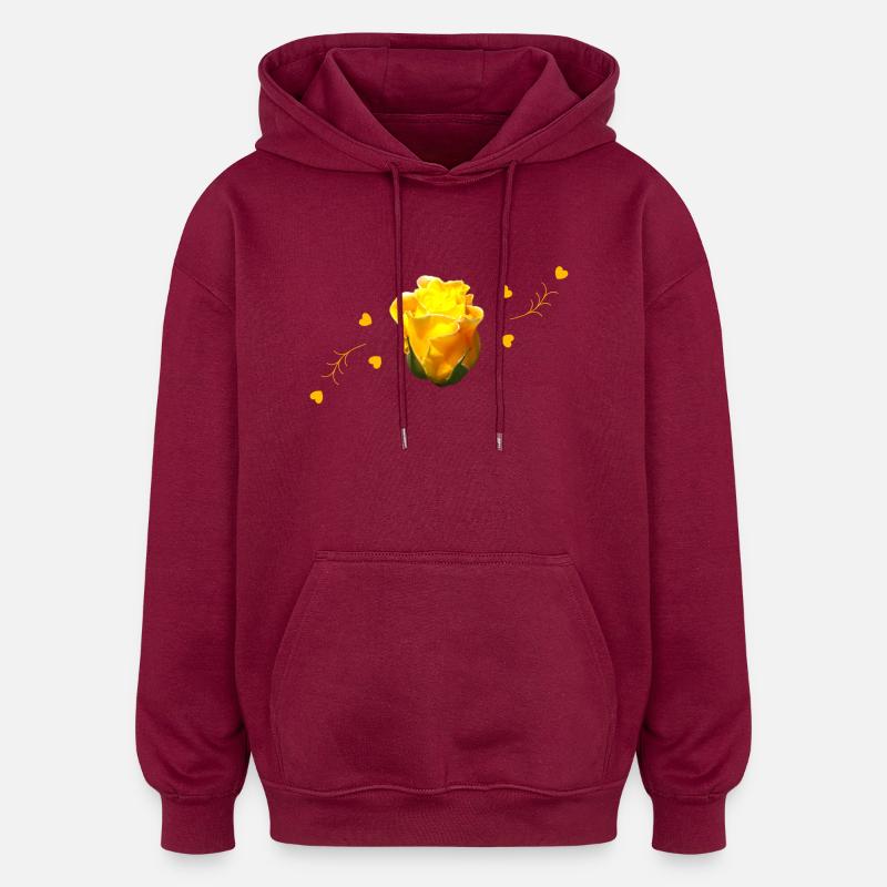 rose jaune rose - Sweat à capuche oversize unisexe - bordeaux