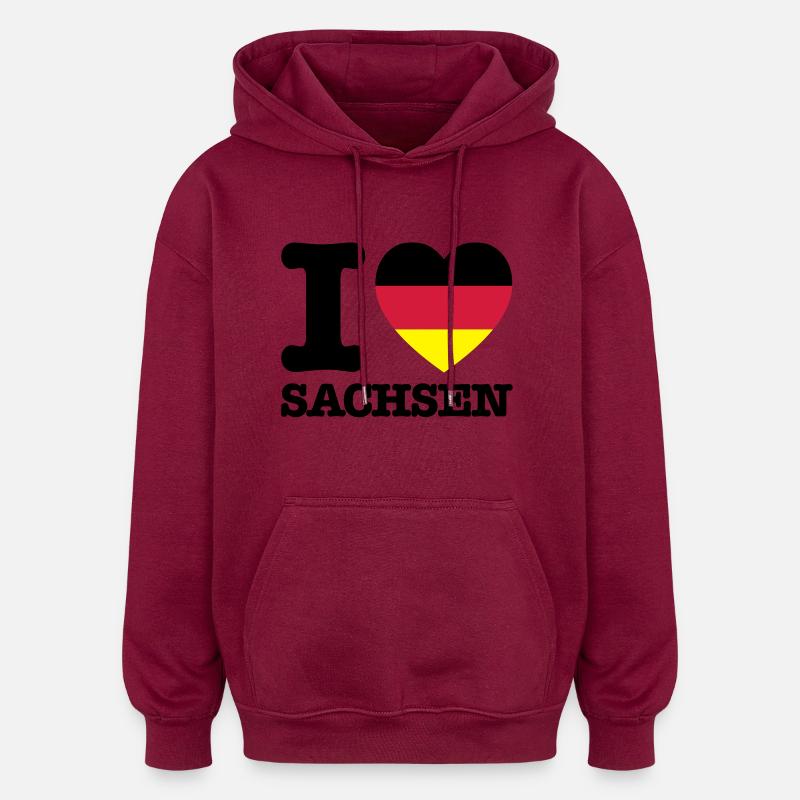 deutschland_sachsen_f3 - Sweat à capuche oversize unisexe - bordeaux