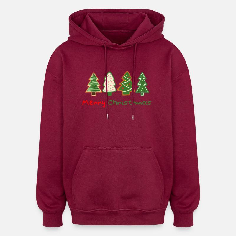 Joyeux Noël 4 arbre - Sweat à capuche oversize unisexe - bordeaux