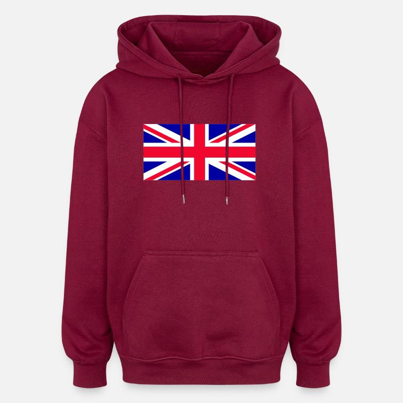 Royaume-Uni - Union Jack - Sweat à capuche oversize unisexe - bordeaux