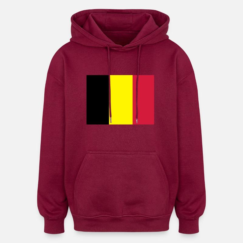 drapeau belge - Sweat à capuche oversize unisexe - bordeaux