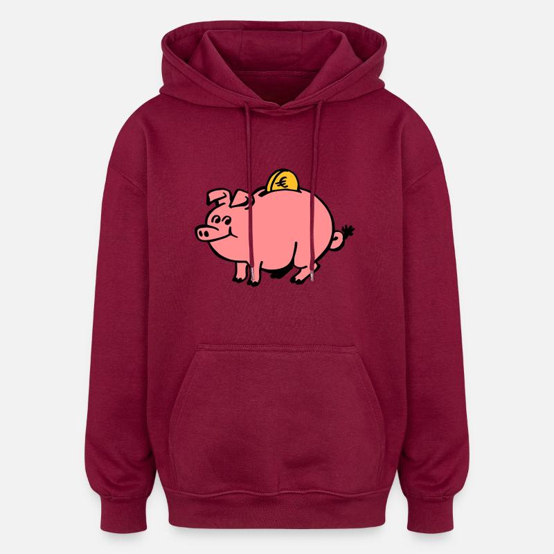 Sparbüchse - Oversized Unisex Hoodie - Burgunderrot