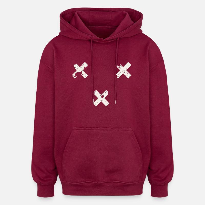 Breda - Croix de drapeau - Sweat à capuche oversize unisexe - bordeaux