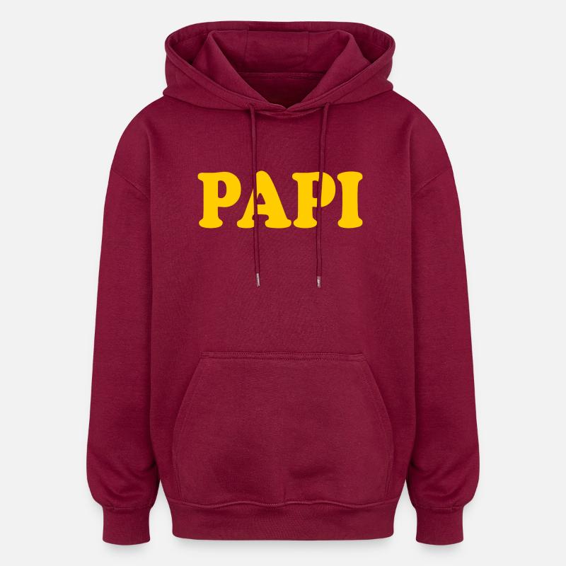 Papi - Sweat à capuche oversize unisexe - bordeaux