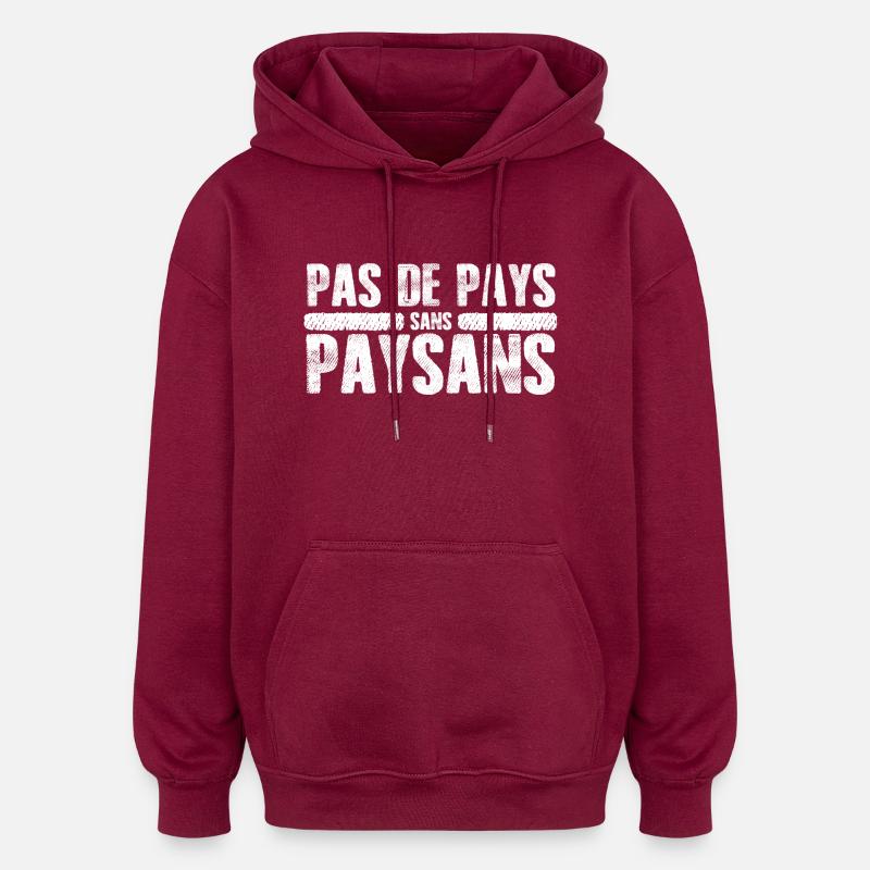 agriculteurs - Sweat à capuche oversize unisexe - bordeaux