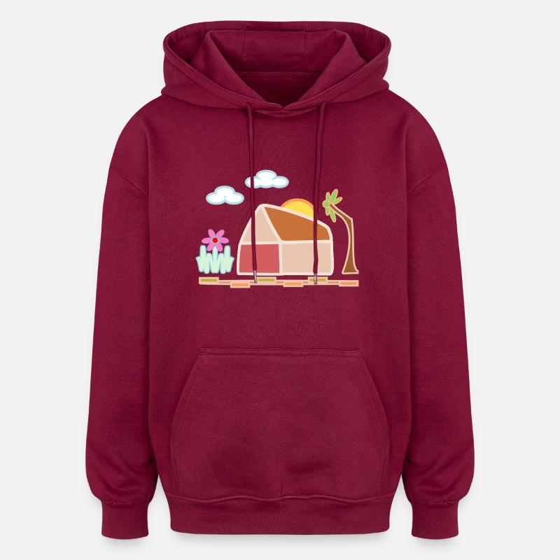 Maison heureuse - Sweat à capuche oversize unisexe - bordeaux