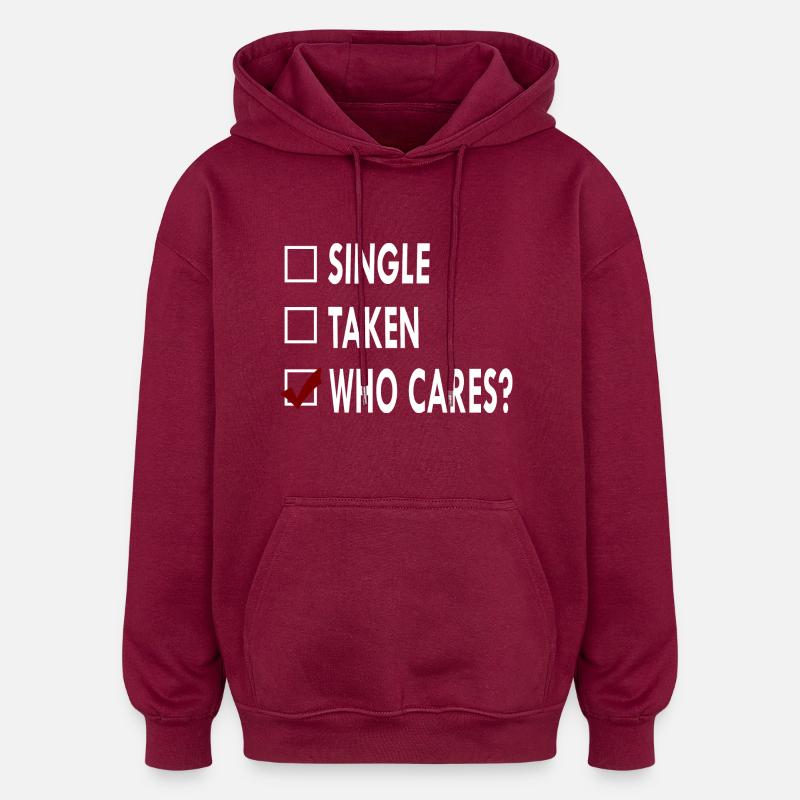 SINGLE who caRES - Sweat à capuche oversize unisexe - bordeaux