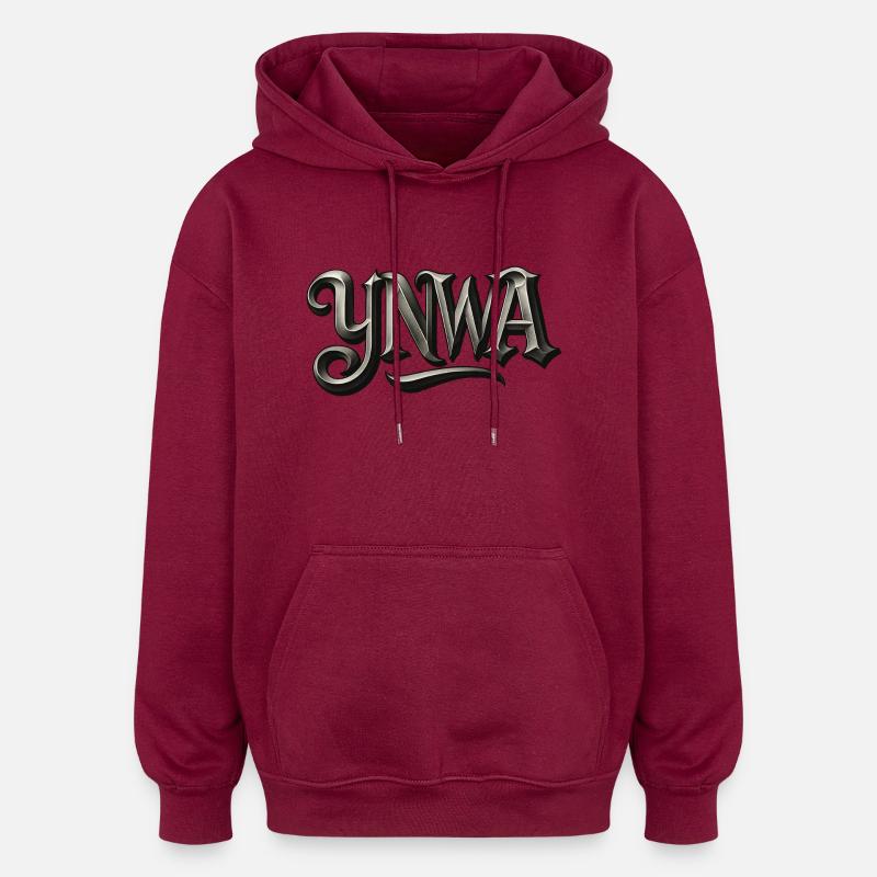 Ynwa - Sweat à capuche oversize unisexe - bordeaux