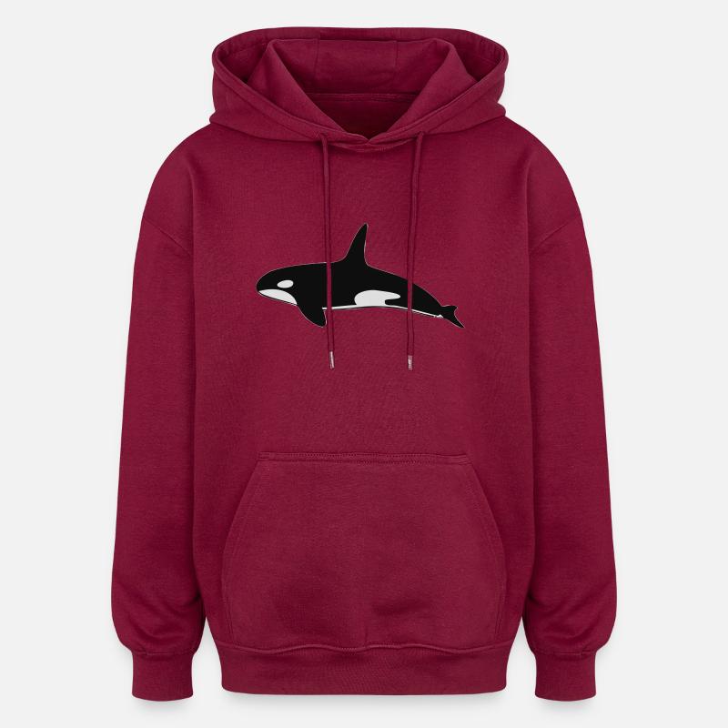 Orca - Sweat à capuche oversize unisexe - bordeaux