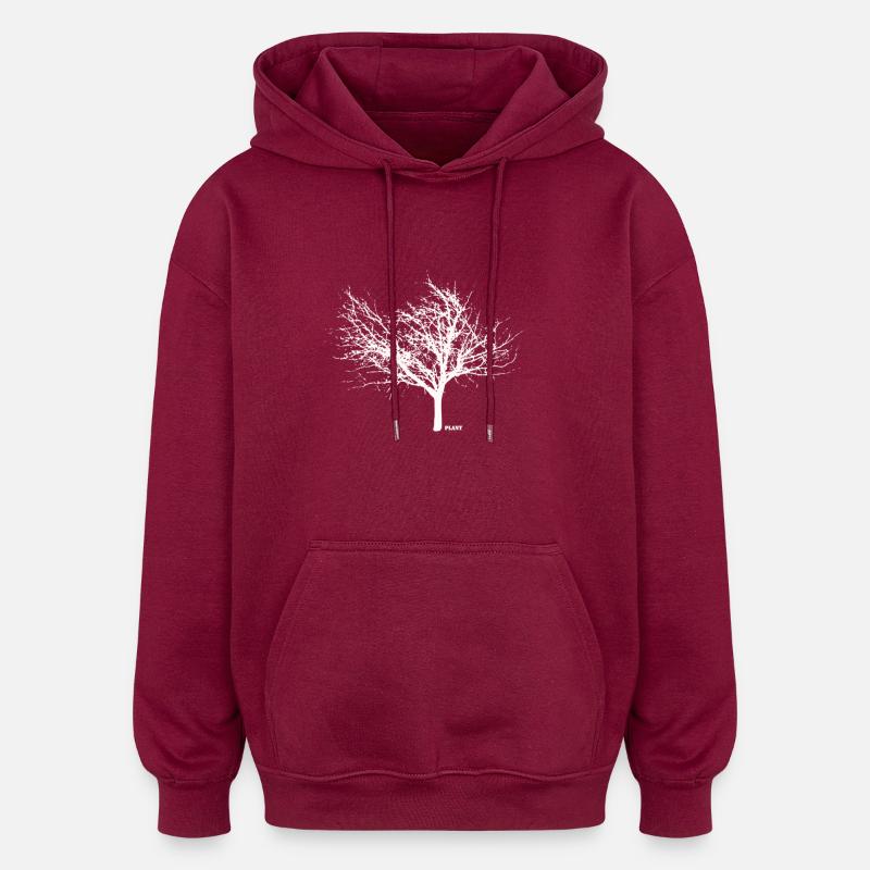 tree - Oversized Unisex Hoodie - burgundy