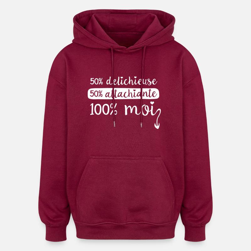 Attachiante - Delichieuse - Sweat à capuche oversize unisexe - bordeaux
