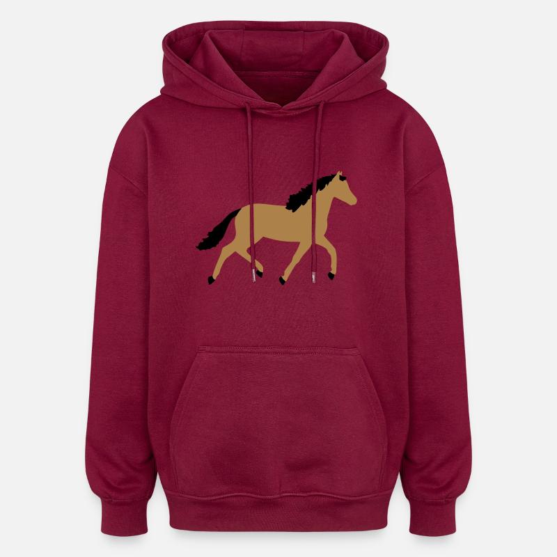 horse - Sweat à capuche oversize unisexe - bordeaux