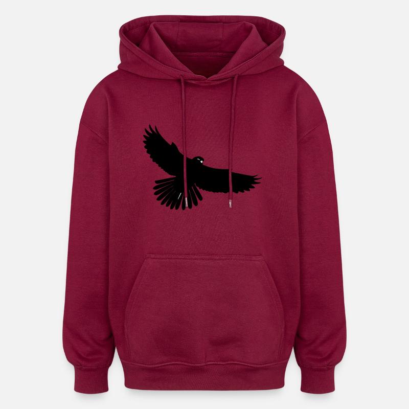oiseau noir - Sweat à capuche oversize unisexe - bordeaux