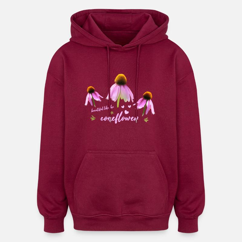 Coneflower Sonnenhut - Sweat à capuche oversize unisexe - bordeaux