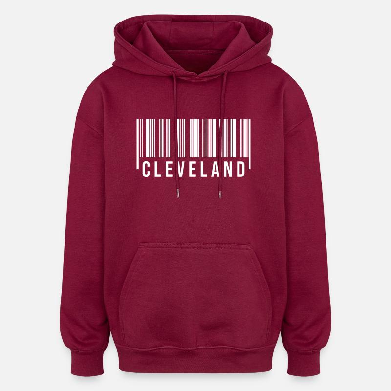 Code-barres de Cleveland - Sweat à capuche oversize unisexe - bordeaux