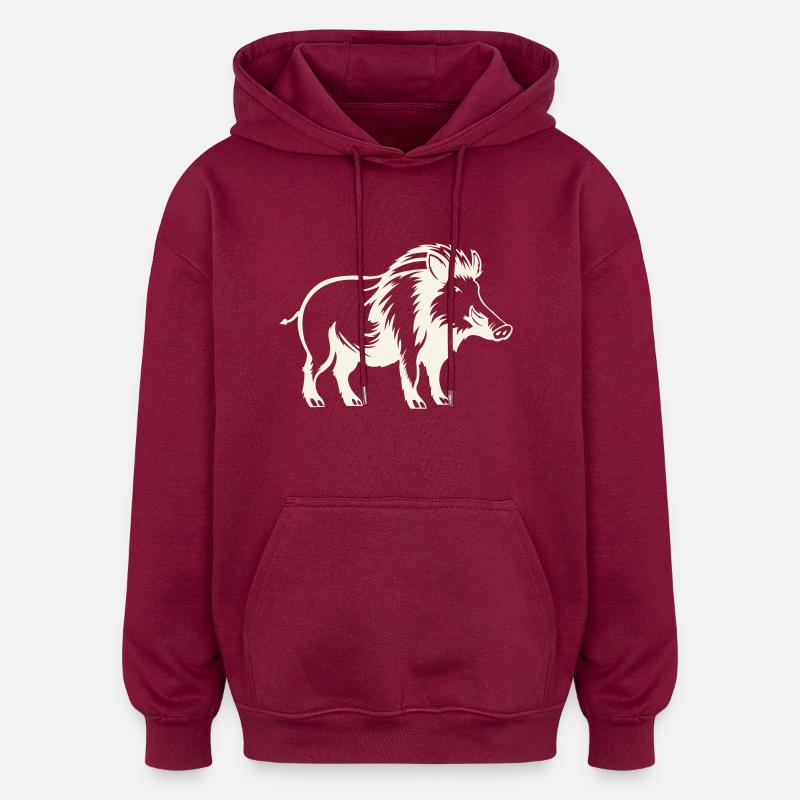 Sanglier 1 - Sweat à capuche oversize unisexe - bordeaux