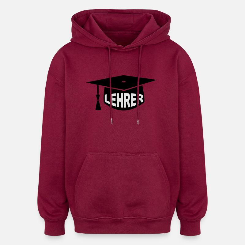 Enseignant - Mortier - Sweat à capuche oversize unisexe - bordeaux